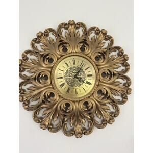 Vintage Large Ornate Mid-Century Syroco Quartz Wall Clock – 22” Diameter